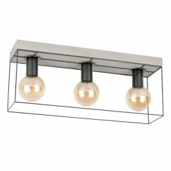 Sortie â Paris prix Plafonnier Design 3 TĂȘtes "Gretter" 34cm Gris & Noir âš