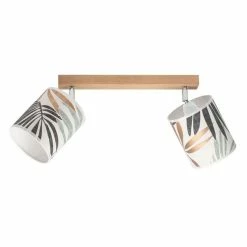 Meilleur prix 👏 Paris prix Plafonnier 2 Têtes Design "Hoja" 25cm Chêne Huilé 🤩