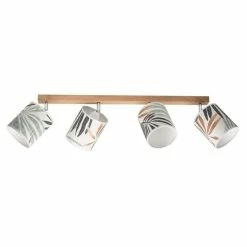 Sortie 😀 Paris prix Plafonnier 4 Têtes Design "Hoja" 25cm Chêne Huilé 😉