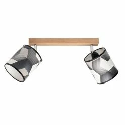 Bon marché ⭐ Paris prix Plafonnier 2 Têtes Design "Espacio" 37cm Chêne Huilé ⌛