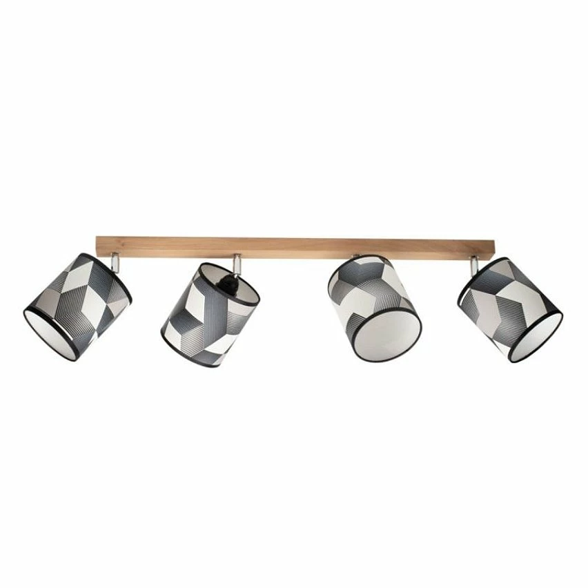 Grosses soldes đ€© Paris prix Plafonnier 4 TĂȘtes Design "Espacio" 75cm ChĂȘne HuilĂ© â