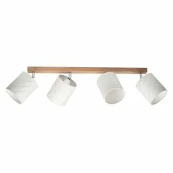 Remise đ Paris prix Plafonnier 4 TĂȘtes Design "Punto" 75cm ChĂȘne HuilĂ© đ§š