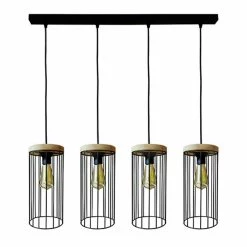 Meilleure vente 🥰 Paris prix Lampe Suspension 4 Têtes Design "Gunnar" 135cm Noir 😀