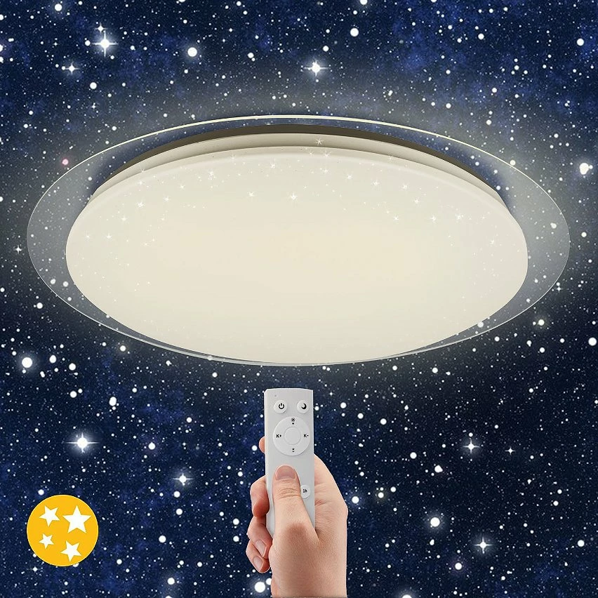 Grosses soldes ⌛ VELAMP STARRY: Plafonnier rond, LED 36W, 2600lm, Ø46cm. Changement de couleur et télécommande ❤️ – Image 4