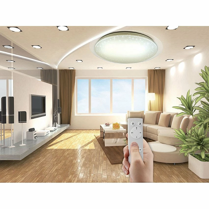 Grosses soldes ⌛ VELAMP STARRY: Plafonnier rond, LED 36W, 2600lm, Ø46cm. Changement de couleur et télécommande ❤️ – Image 5