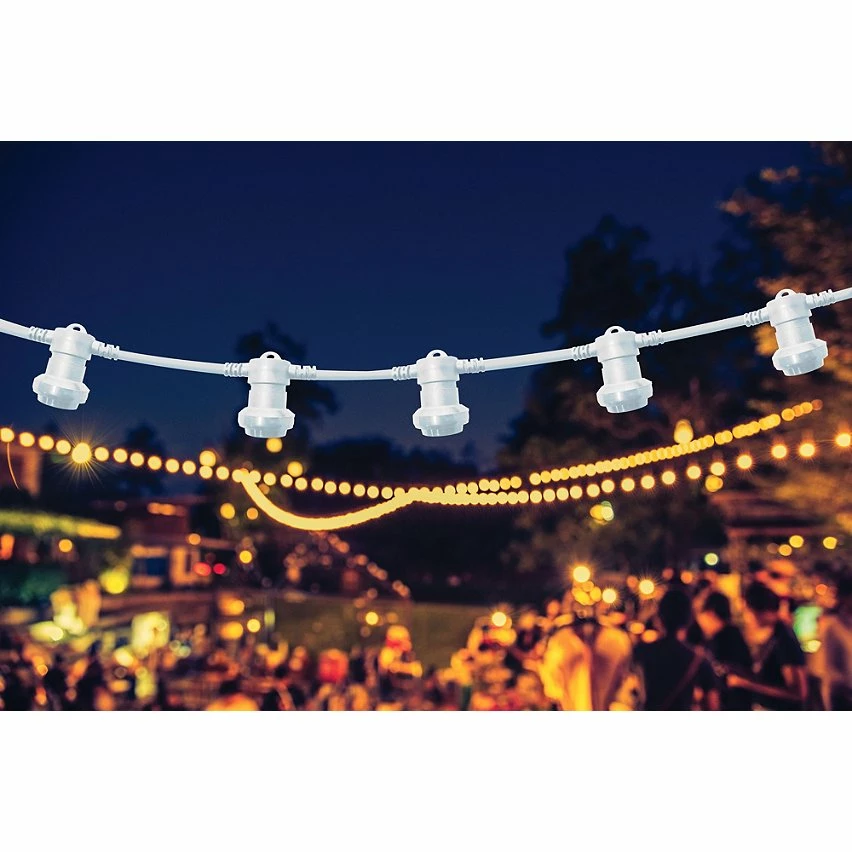 Le moins cher 😉 VELAMP PARTY LIGHT: Guirlande IP44 prolongeable 20m, 20 douilles E27, blanc ✨ – Image 3