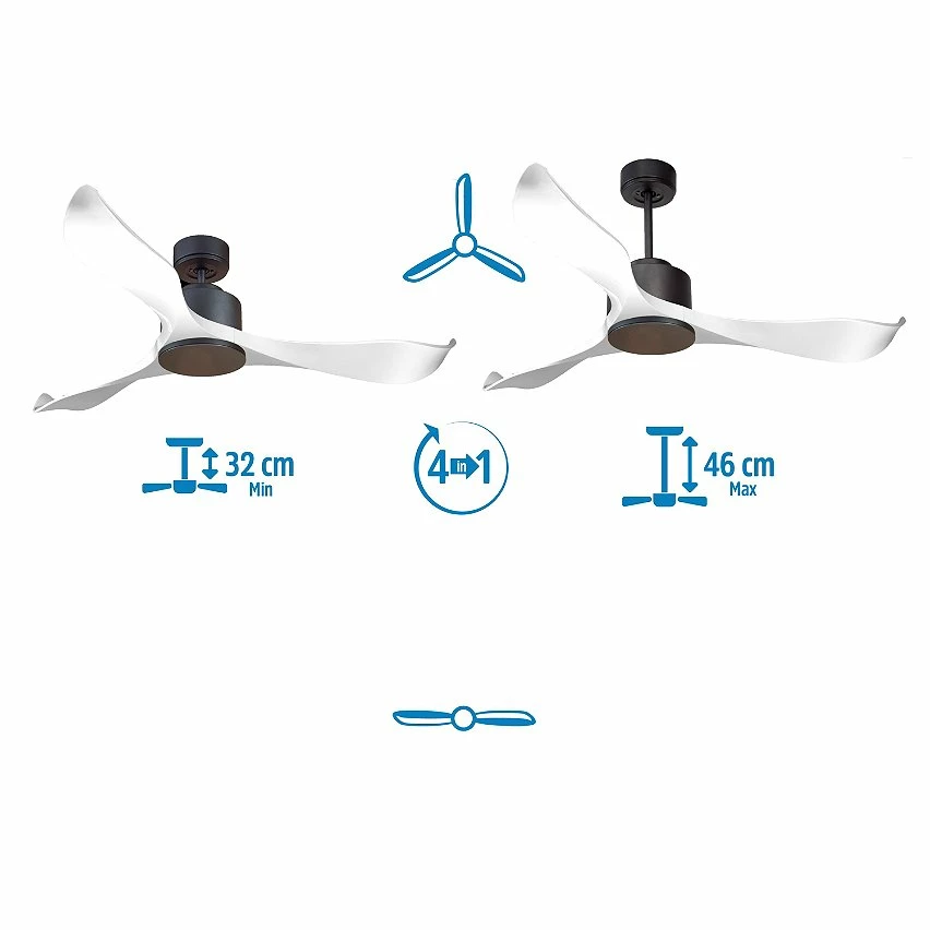 Tout neuf ⌛ Klassfan Ventilateur de plafond Réversible Thermostat Wifi Moteur à courant continu Toits en pente Télécommande Scénarios Adaptateur 2/3 Lames 🔥 – Image 4