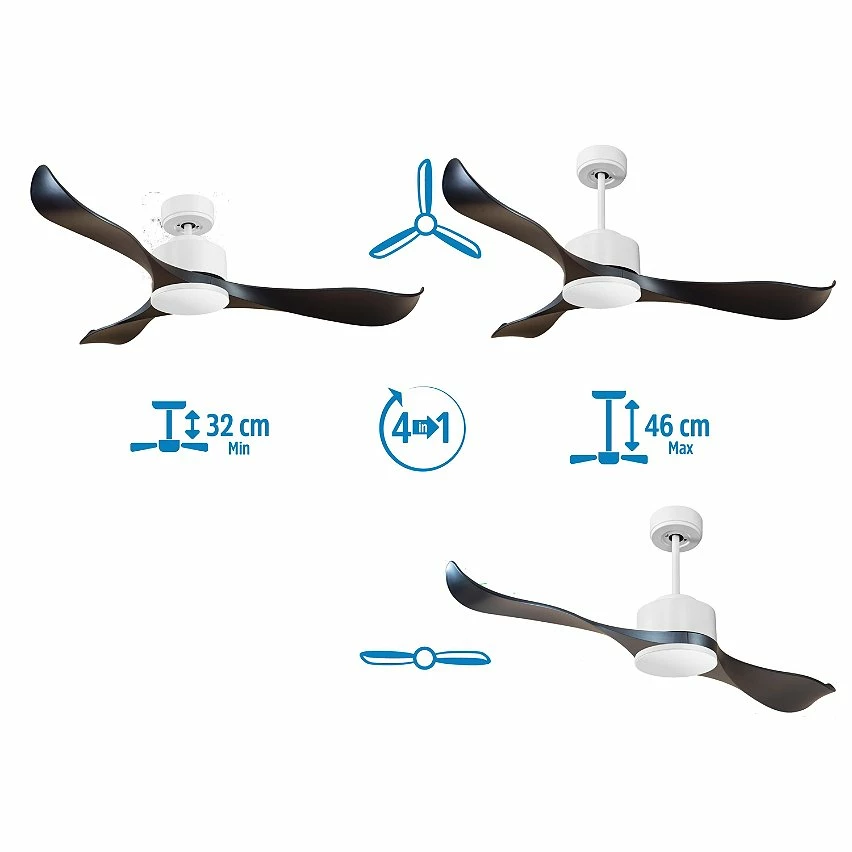 De gros đ„ Klassfan Ventilateur de plafond RĂ©versible Thermostat Wifi Moteur Ă courant continu Toits en pente TĂ©lĂ©commande ScĂ©narios Adaptateur 2/3 Lames đ â Image 5