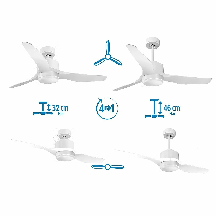Budget ✔️ Klassfan Ventilateur de plafond Réversible Lumière Thermostat Dimmable Wifi Moteur à courant continu Toits en pente Télécommande Scénarios Lumi 😍 – Image 2
