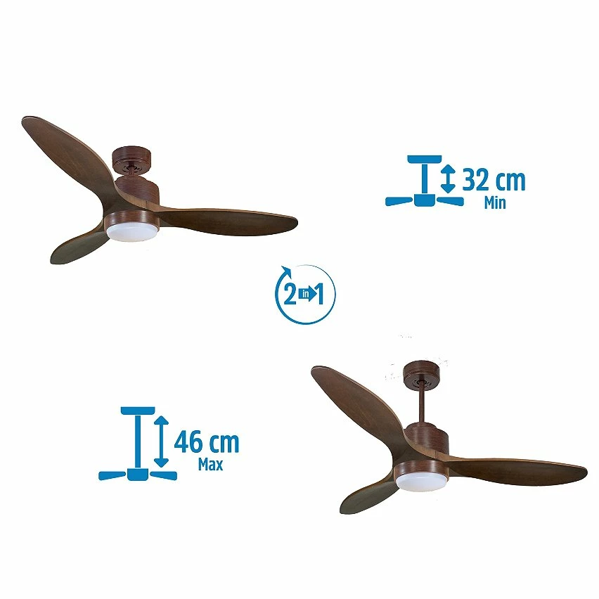 De gros 😉 Klassfan Ventilateur de plafond Réversible Lumière Thermostat Dimmable Wifi Moteur à courant continu Toits en pente Télécommande Scénarios Lumi 😉 – Image 4