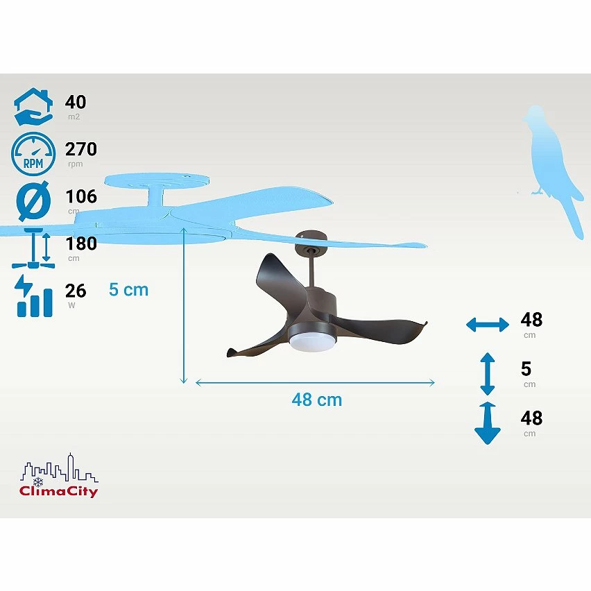 Remise 😍 Klassfan Ventilateur de plafond Réversible Lumière Thermostat Dimmable Wifi Moteur à courant continu Toits en pente Télécommande Scénarios Lumi 🔔 – Image 3