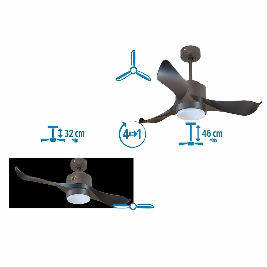 Remise 😍 Klassfan Ventilateur de plafond Réversible Lumière Thermostat Dimmable Wifi Moteur à courant continu Toits en pente Télécommande Scénarios Lumi 🔔 – Image 5