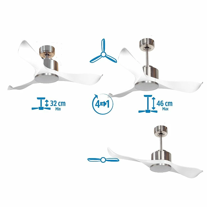 Le moins cher ⌛ Klassfan Ventilateur de plafond Réversible Thermostat Wifi Moteur à courant continu Toits en pente Télécommande Scénarios Adaptateur 2/3 Lames ✔️ – Image 4