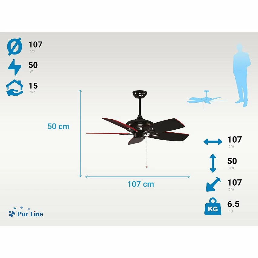 Offres đ Purline Ventilateur de plafond 50W rĂ©versible â â Image 5