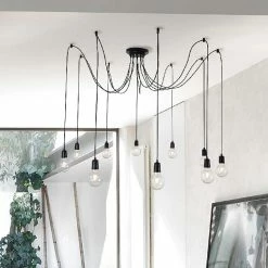 Le moins cher ✨ HOMEMANIA Lampe à Suspension Wire - Noir - 180 x 180 x 93 cm 🌟