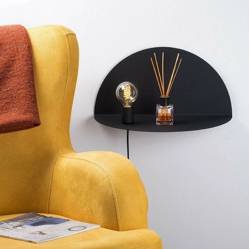 Tout neuf 😀 HOMEMANIA Lampe Murale Shelfie - Noir - 50 x 25 x 25 cm ✔️ – Image 3