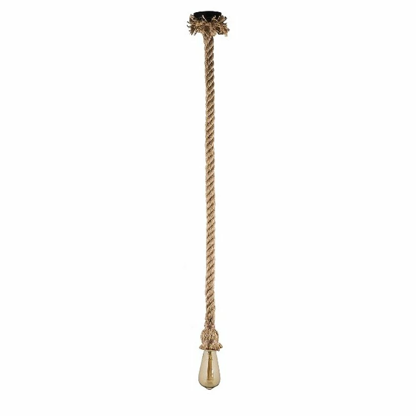 Budget 💯 HOMEMANIA Lampe à Suspension Jute Rope - Noir, écru - 8 x 8 x 100 cm ⭐ – Image 3