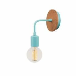 Offres 🎁 HOMEMANIA Lampe Murale Simple Drop Wood - Bleu pastel, bois - 12 x 12 x 13 cm 👏