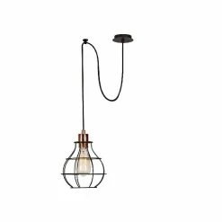 Tout neuf 💯 HOMEMANIA Lampe à Suspension Wire-Fall - Cuivre, noir - 100 x 20 x 113 cm 🥰