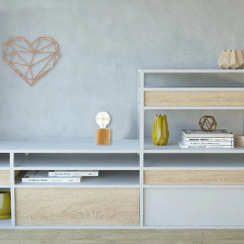 Acheter đ HOMEMANIA Lampe de Bureau Shape Base - ChĂȘne - 10 x 10 x 14 cm âïž â Image 2