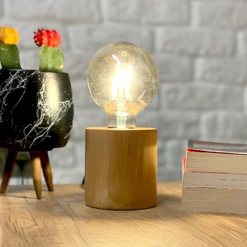 Acheter đ HOMEMANIA Lampe de Bureau Shape Base - ChĂȘne - 10 x 10 x 14 cm âïž â Image 3