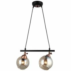 Nouveau 🌟 HOMEMANIA Lampe à Suspension Serrta - Noir, Cuivre - 15 x 36 x 90 cm 😍