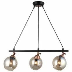 De gros 🤩 HOMEMANIA Lampe à Suspension Serrta - Noir, Cuivre - 15 x 60 x 90 cm 💯