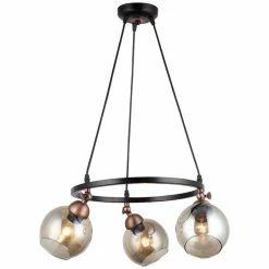 Top 10 🥰 HOMEMANIA Lampe à Suspension Serrta - Noir, Cuivre - 47 x 47 x 95 cm 👍