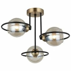 Tout neuf 🔔 HOMEMANIA Lampe à Suspension Ringo - Or, noir - 44 x 44 x 34 cm ❤️