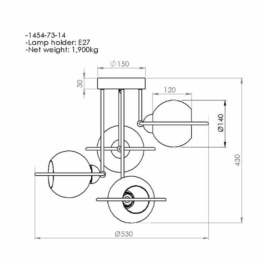 Meilleure affaire ✔️ HOMEMANIA Lampe à Suspension Ringo - Or, noir - 53 x 53 x 43 cm 😉 – Image 3