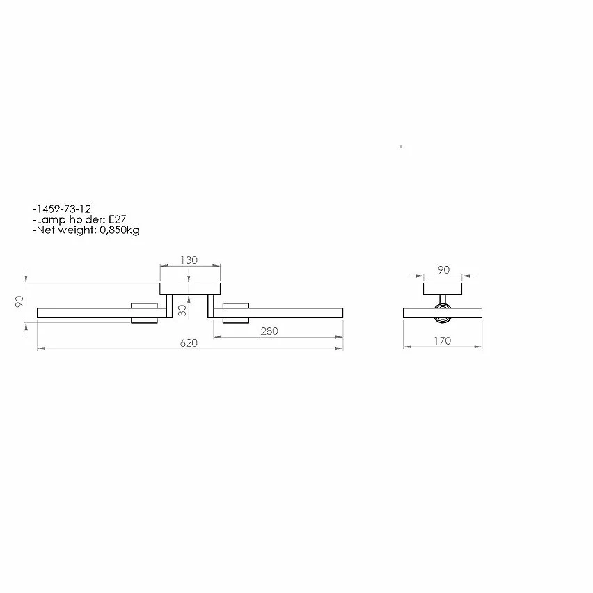 De gros ✨ HOMEMANIA Lampe de Plafond Era - Or, Noir, Bois - 62 x 17 x 9 cm ✔️ – Image 3