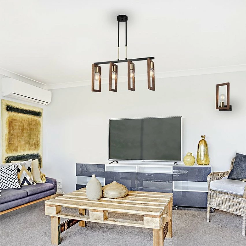 Meilleur prix đ HOMEMANIA Lampe Murale Era - Or, Noir, Bois - 17 x 8 x 29 cm đ â Image 2