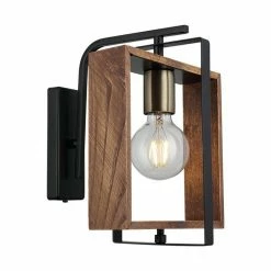 Meilleur prix 😀 HOMEMANIA Lampe Murale Karo - Or, Noir, Bois - 24 x 22 x 29 cm 😍