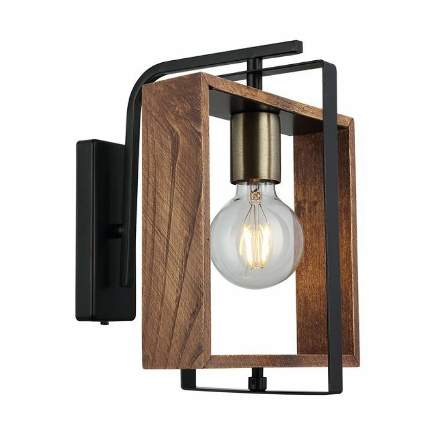 Meilleur prix đ HOMEMANIA Lampe Murale Karo - Or, Noir, Bois - 24 x 22 x 29 cm đ