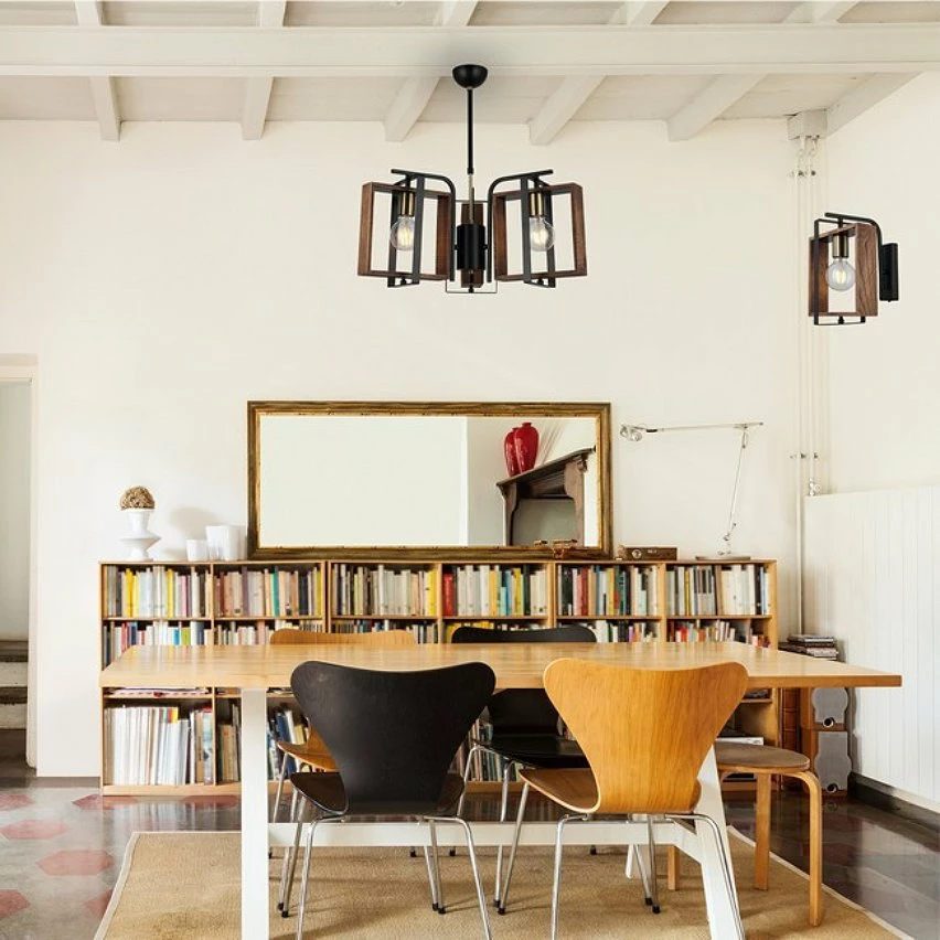 Meilleur prix đ HOMEMANIA Lampe Murale Karo - Or, Noir, Bois - 24 x 22 x 29 cm đ â Image 2