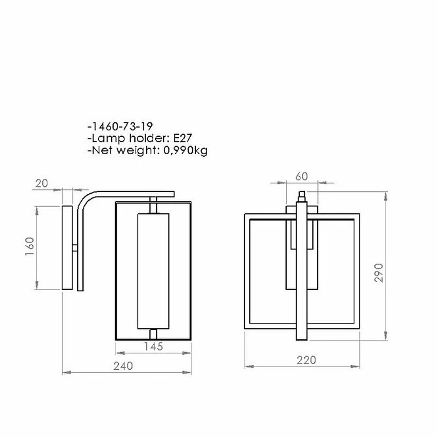 Meilleur prix đ HOMEMANIA Lampe Murale Karo - Or, Noir, Bois - 24 x 22 x 29 cm đ â Image 3