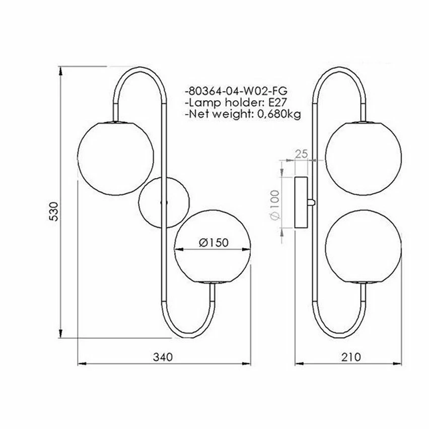 Promo 😉 HOMEMANIA Lampe Murale Arredo - Or, Transparent - 37 x 22 x 58 cm ❤️ – Image 3