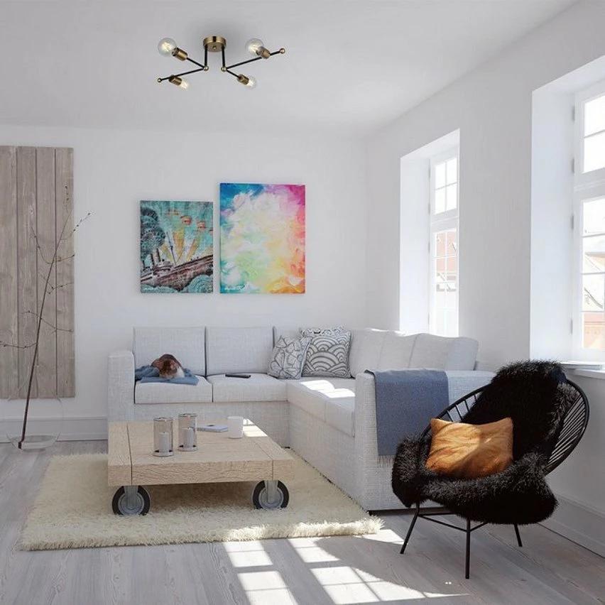 Vente flash 👍 HOMEMANIA Lampe de Plafond Rena - Or, noir - 49 x 70 x 20 cm ❤️ – Image 2