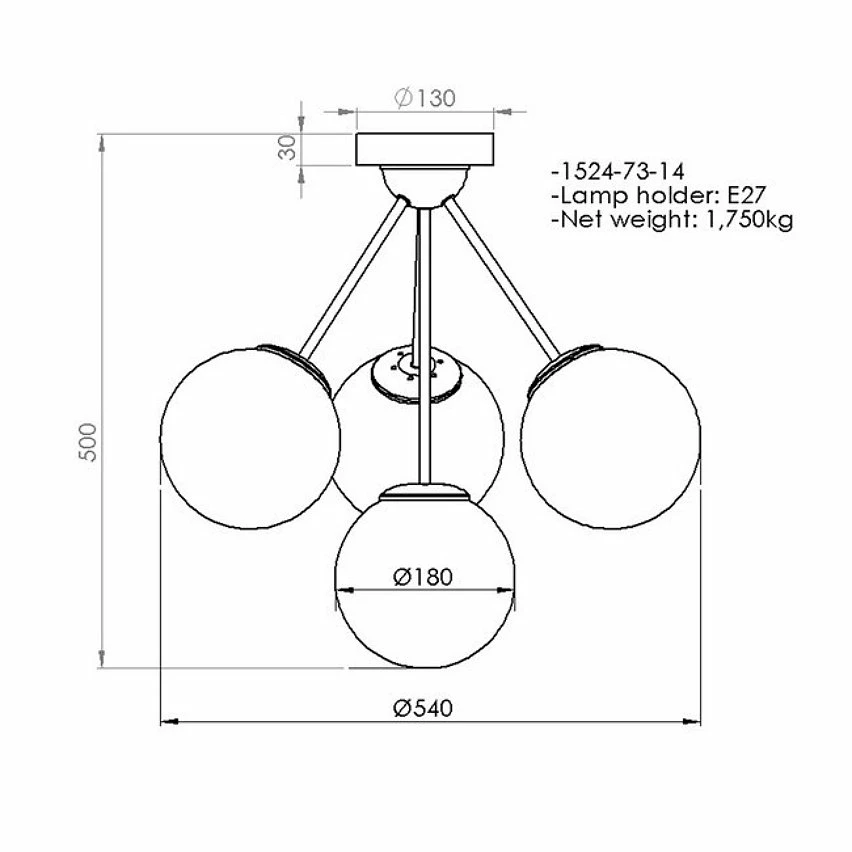 Tout neuf đ HOMEMANIA Lampe de Plafond Polino - Noir, or - 54 x 54 x 50 cm đ â Image 3