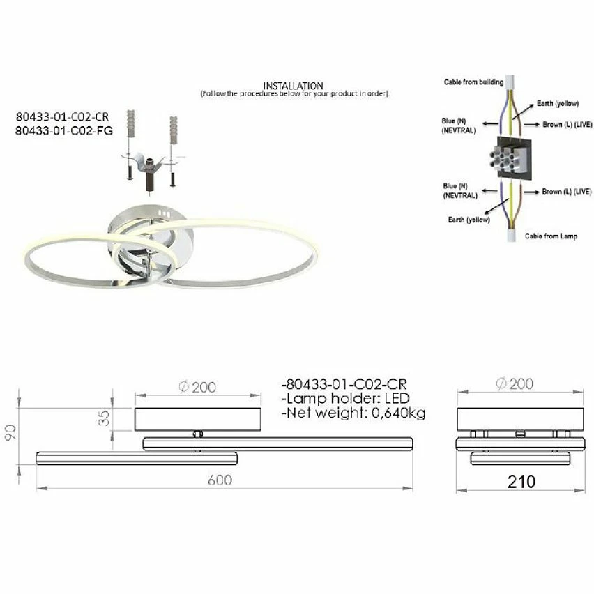 Meilleure vente 💯 HOMEMANIA Lampe de Plafond Estea - Gris - 60 x 21 x 9 cm ⌛ – Image 3