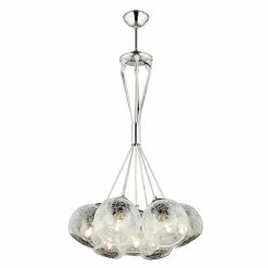 Coupon ✔️ HOMEMANIA Lampe à Suspension Modern - Chrome, Transparent - 50 x 50 x 90 cm 💯