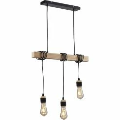 Bon marché 🤩 ATHM Design Suspension ZANE Noir - abat jour Metal Noir Bois 🎁