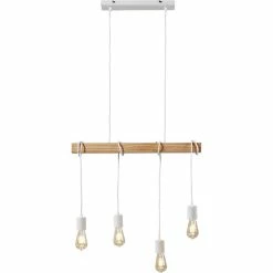 Coupon 🛒 ATHM Design Suspension DETRA Blanc - Bois et Metal ✔️