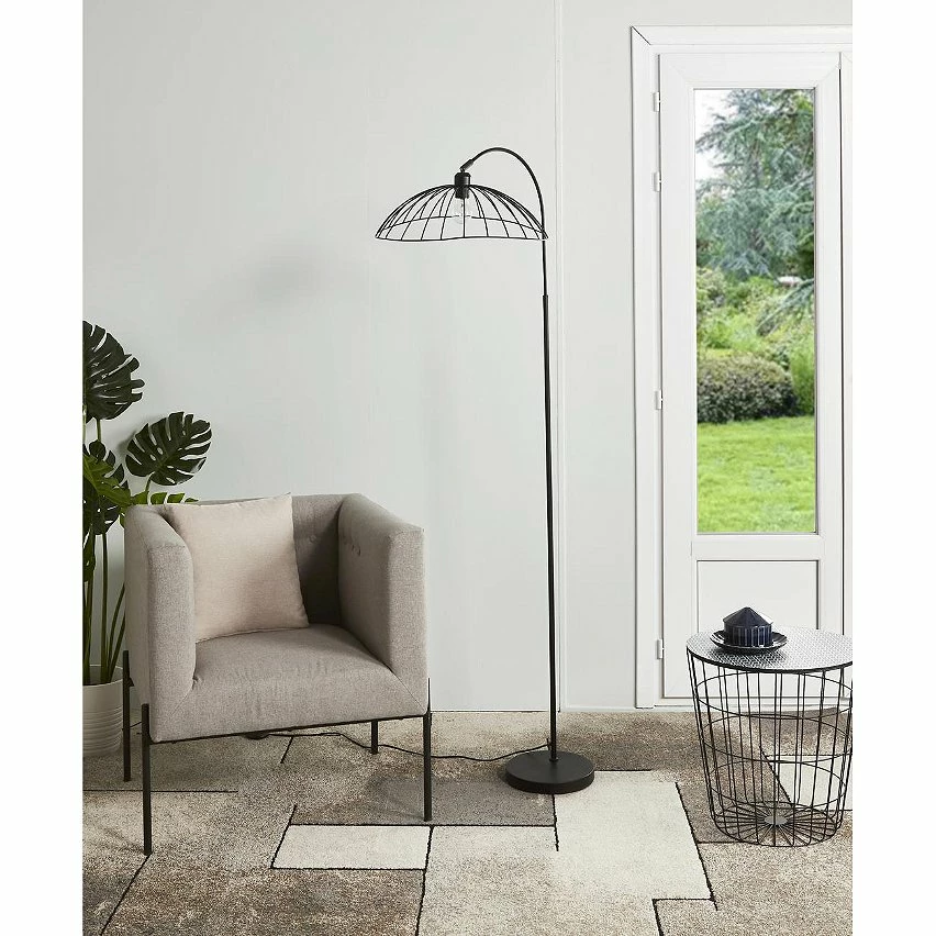 Budget 👍 ATHM Design Lampadaire TULMA Noir - abat jour Metal Noir pieds Metal Noir 👏 – Image 3
