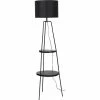 Acheter ⭐ ATHM Design Lampadaire HAINES Noir - abat jour Tissu pieds Metal Noir 💯