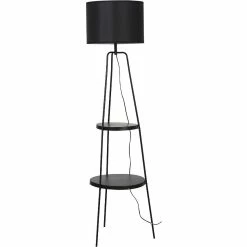 Acheter ⭐ ATHM Design Lampadaire HAINES Noir - abat jour Tissu pieds Metal Noir 💯