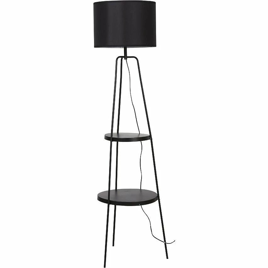 Acheter ⭐ ATHM Design Lampadaire HAINES Noir - abat jour Tissu pieds Metal Noir 💯