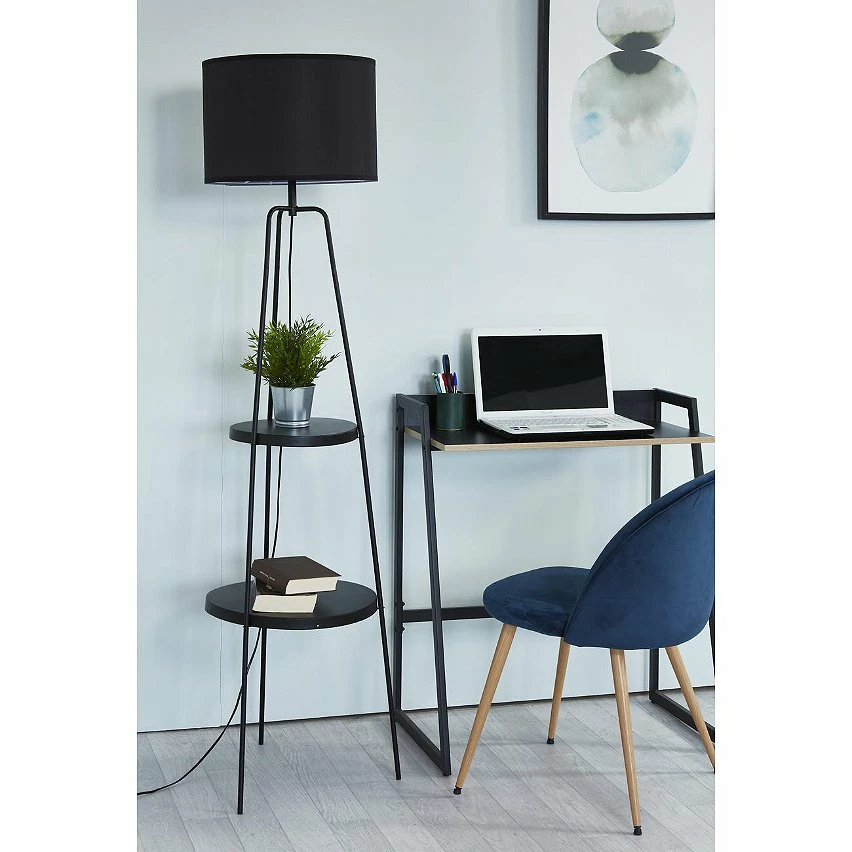Acheter ⭐ ATHM Design Lampadaire HAINES Noir - abat jour Tissu pieds Metal Noir 💯 – Image 3