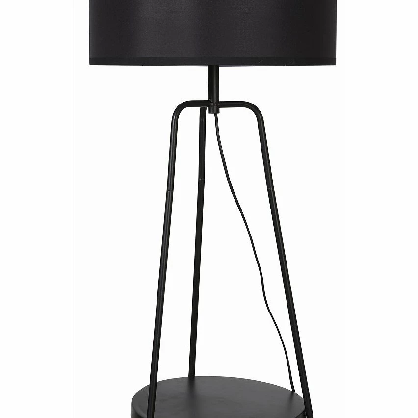 Acheter ⭐ ATHM Design Lampadaire HAINES Noir - abat jour Tissu pieds Metal Noir 💯 – Image 4