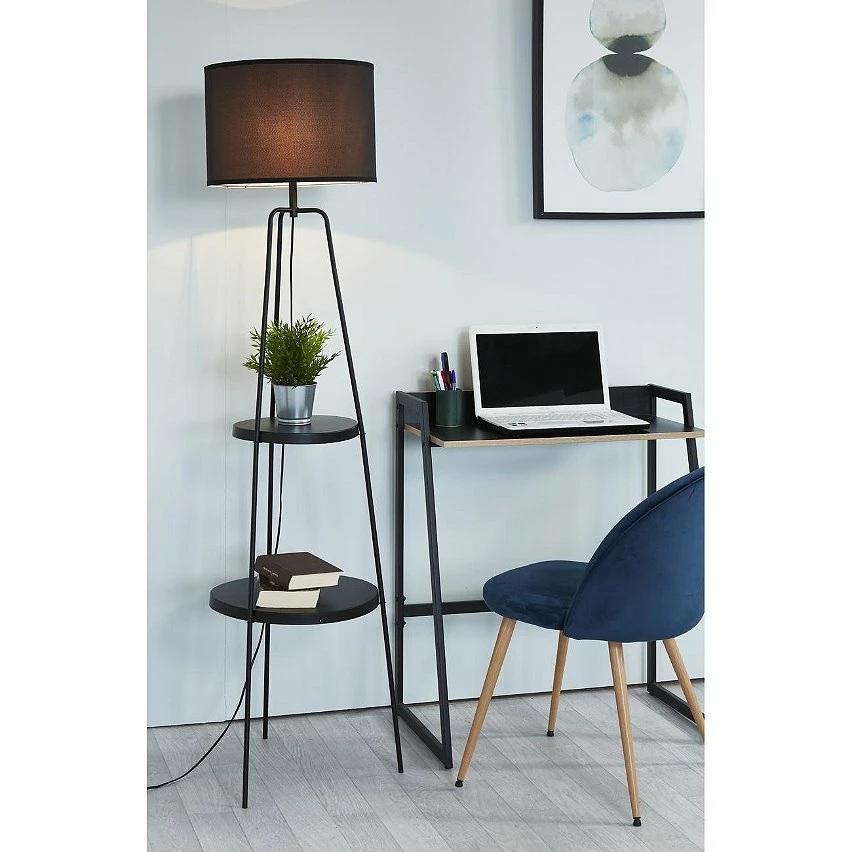 Acheter ⭐ ATHM Design Lampadaire HAINES Noir - abat jour Tissu pieds Metal Noir 💯 – Image 7